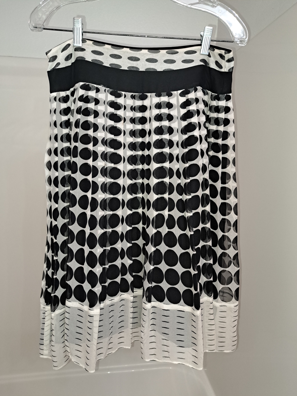 Alfani Black and White Polka Dot Pleated Midi Skirt